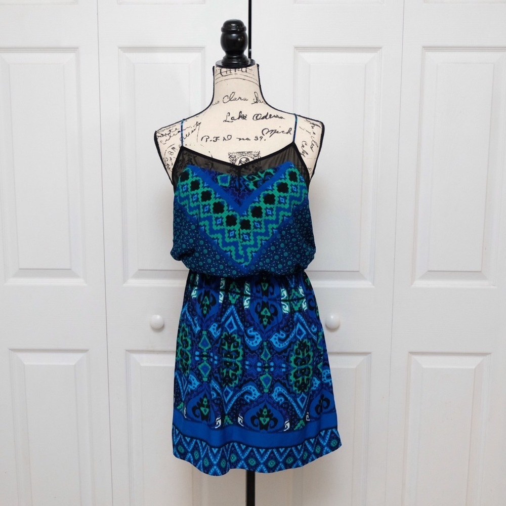 EXPRESS Dark Flower Mini Dress with Sheer details Whimsigoth - Picture 10 of 10
